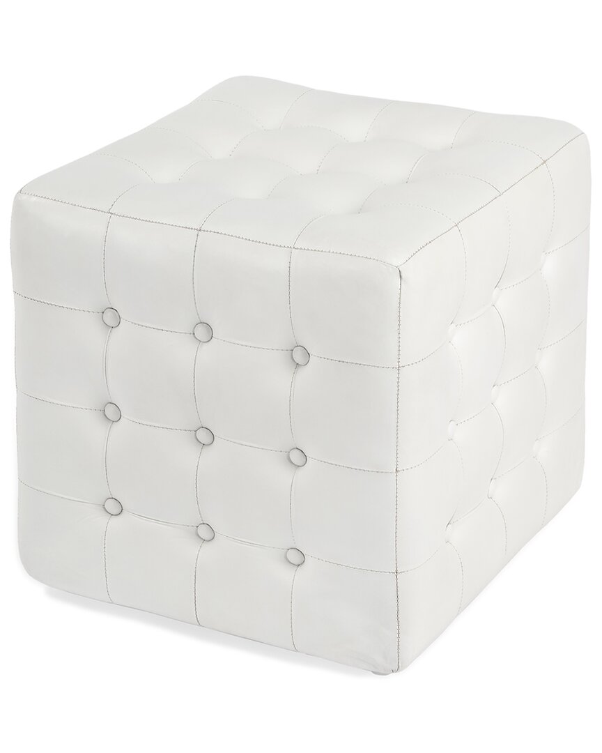 Butler Specialty Company Leon Leather Ottoman In White