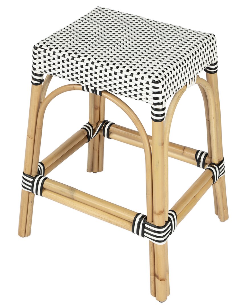 Butler Specialty Company Robias Rectangular Rattan 24.5in Counter Stool In White