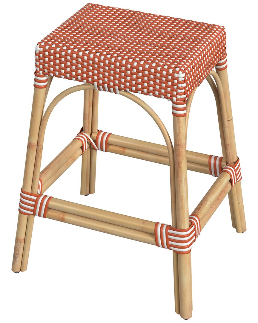 Butler Specialty Company Robias Rectangular Rattan 24.5in Counter Stool In Orange