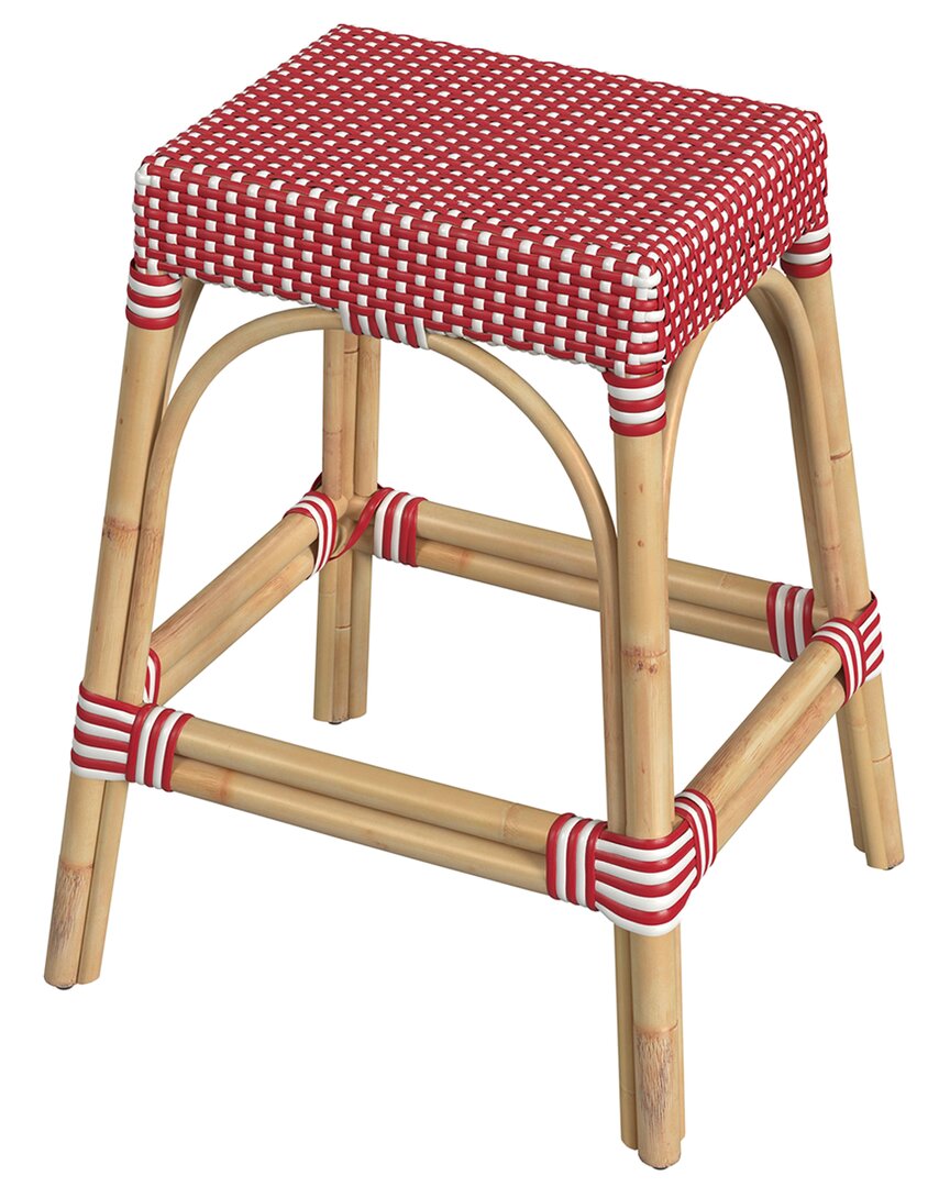 Butler Specialty Company Robias Rectangular Rattan 24.5in Counter Stool In Red