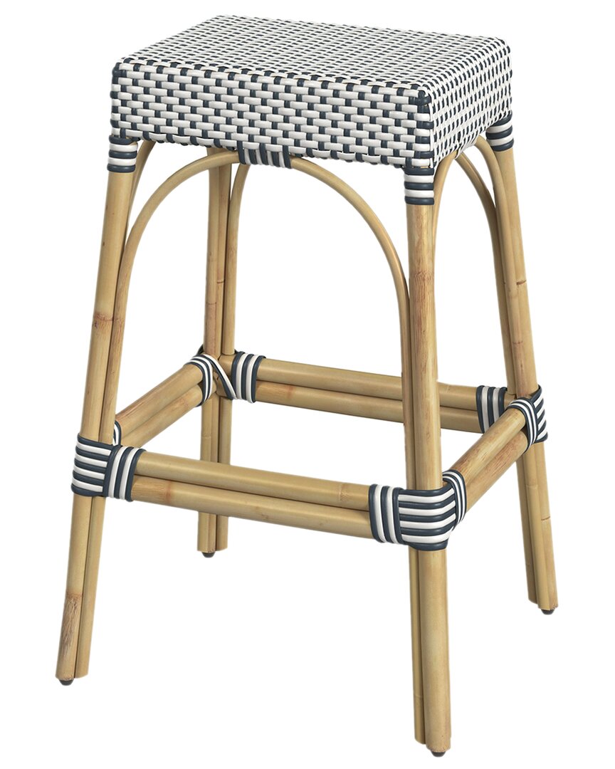 Butler Specialty Company Robias Rectangular Rattan 30in Bar Stool In White