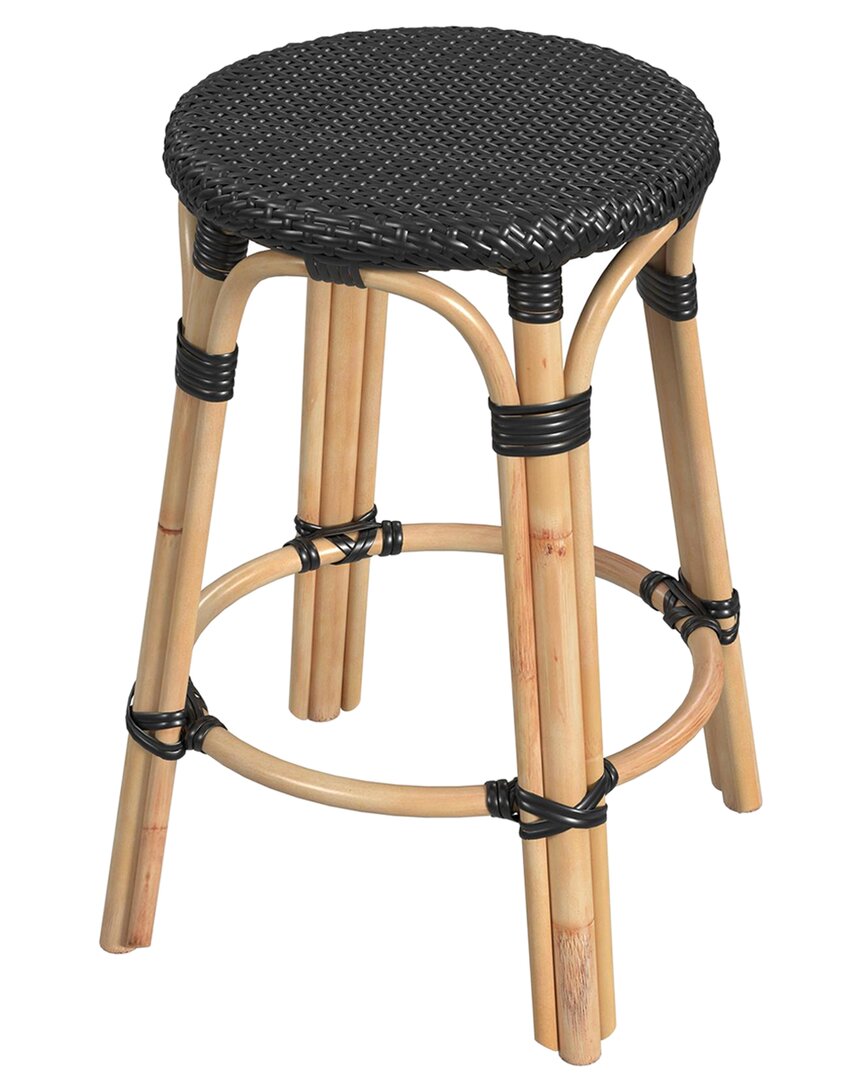 Butler Specialty Company Tobias Rattan Round 24in Counter Stool In Black
