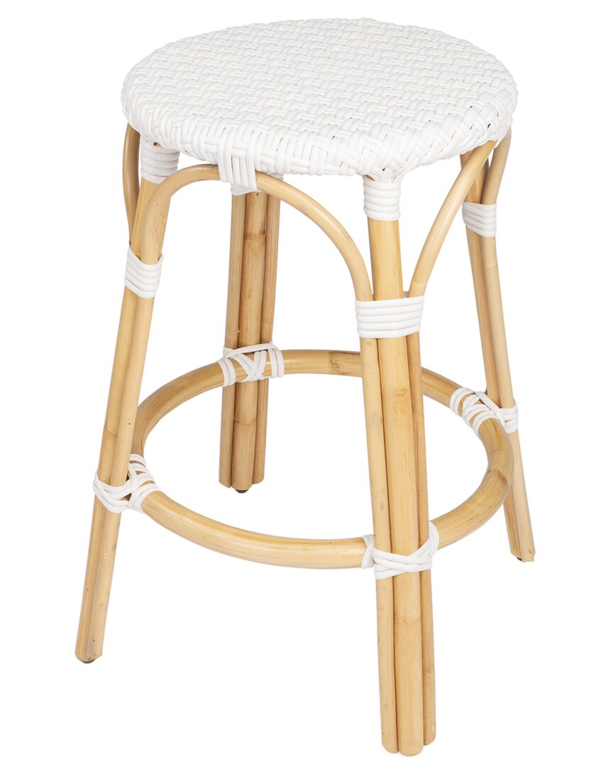 Butler Specialty Company Tobias Rattan Round 24in Counter Stool In White