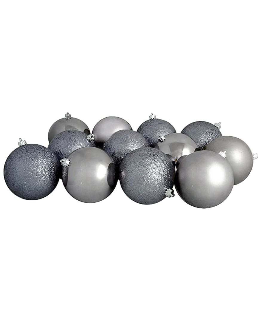 Northlight 12ct Gray Shatterproof 4-finish Christmas Ball Ornaments