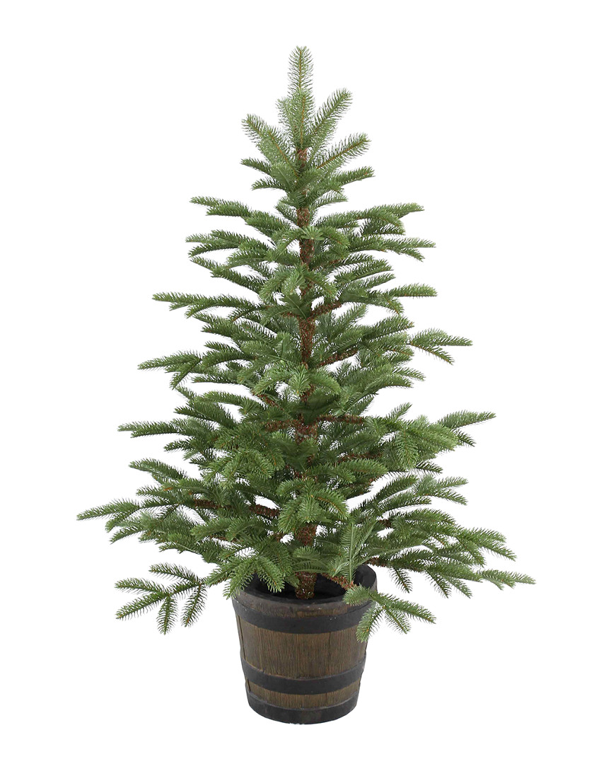 National Tree Company National Tree 4ft Feel Real Pe Norwegian Spruce Entrance Trees In Whiskey Barrel Pot