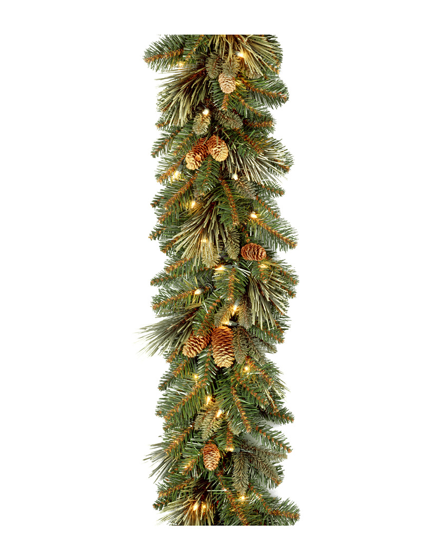 National Tree Company 9ft Carolina Pine Garland With 100 Battery Operated Led Lights