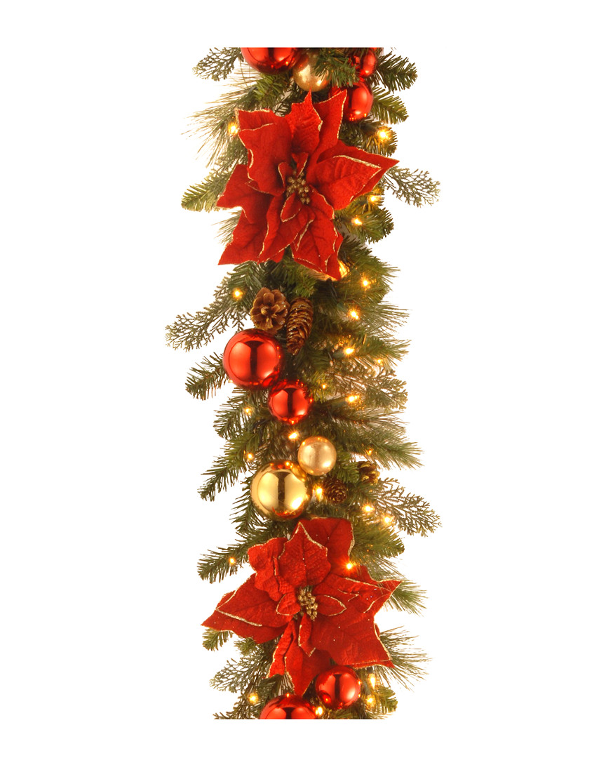National Tree Company 9ft By 12in Decorative Collection Home For The Holidays Garland W/ 100 Clear L