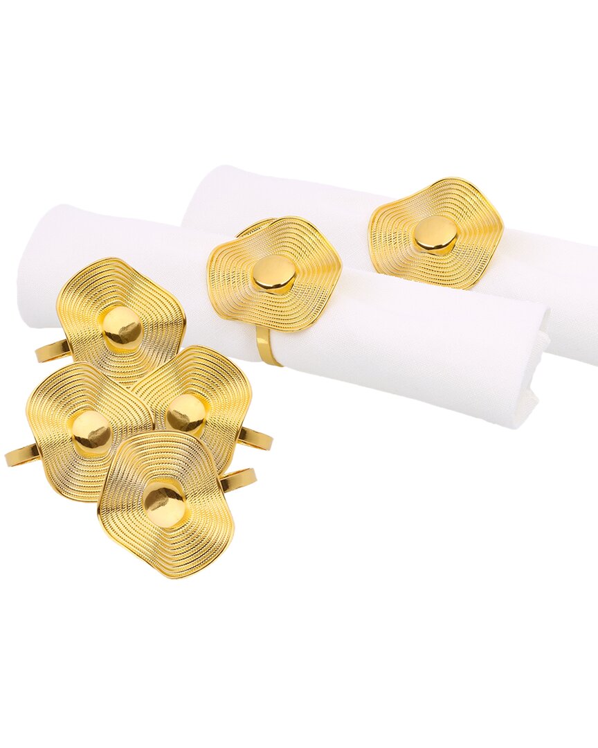 Alice Pazkus Set Of 6 Button Napkin Rings In Gold