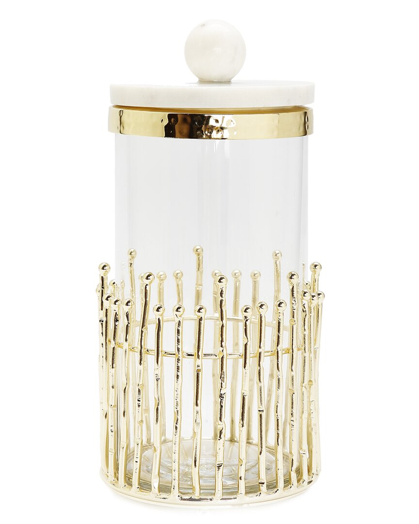 Alice Pazkus Glass Canister With Marble Lid In Gold