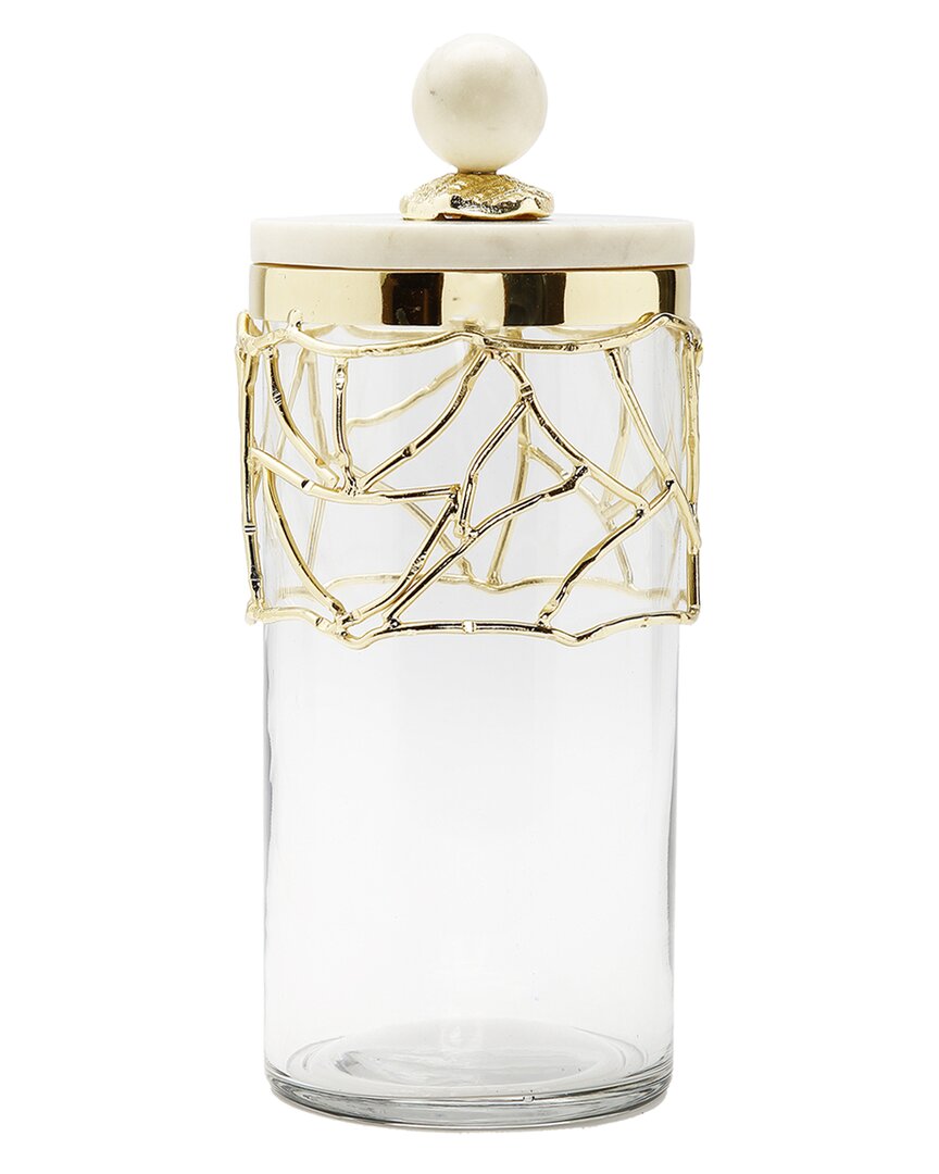 Alice Pazkus Glass Canister With Marble Lid In Gold