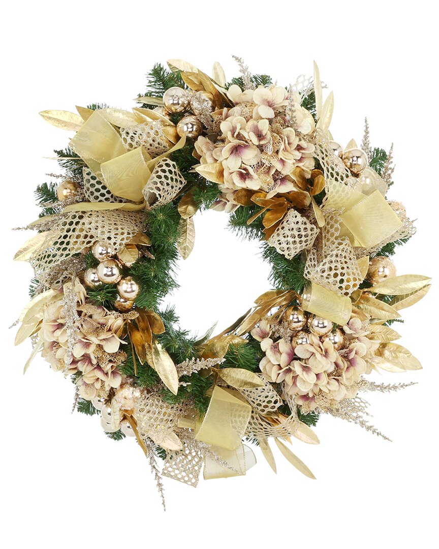 Creative Displays Handcrafted 28in Holiday Evergreen Wreath Arranged With  Hydrangeas & Bows