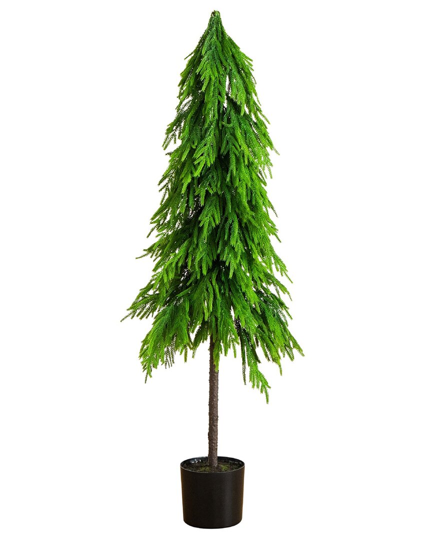 Nearly Natural 5ft. Artificial Real Touch Down Swept Norfolk Pine Tree In Green