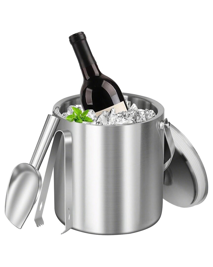 Fresh Fab Finds Double-wall Stainless Steel Insulated Ice Bucket In Silver