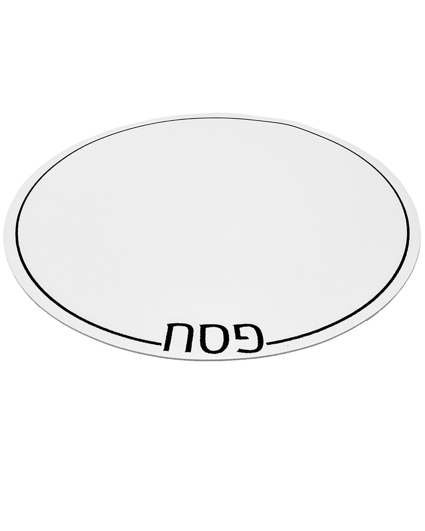 Noble Gift White Leatherette Placemat Charger With Black Passover Embroidery