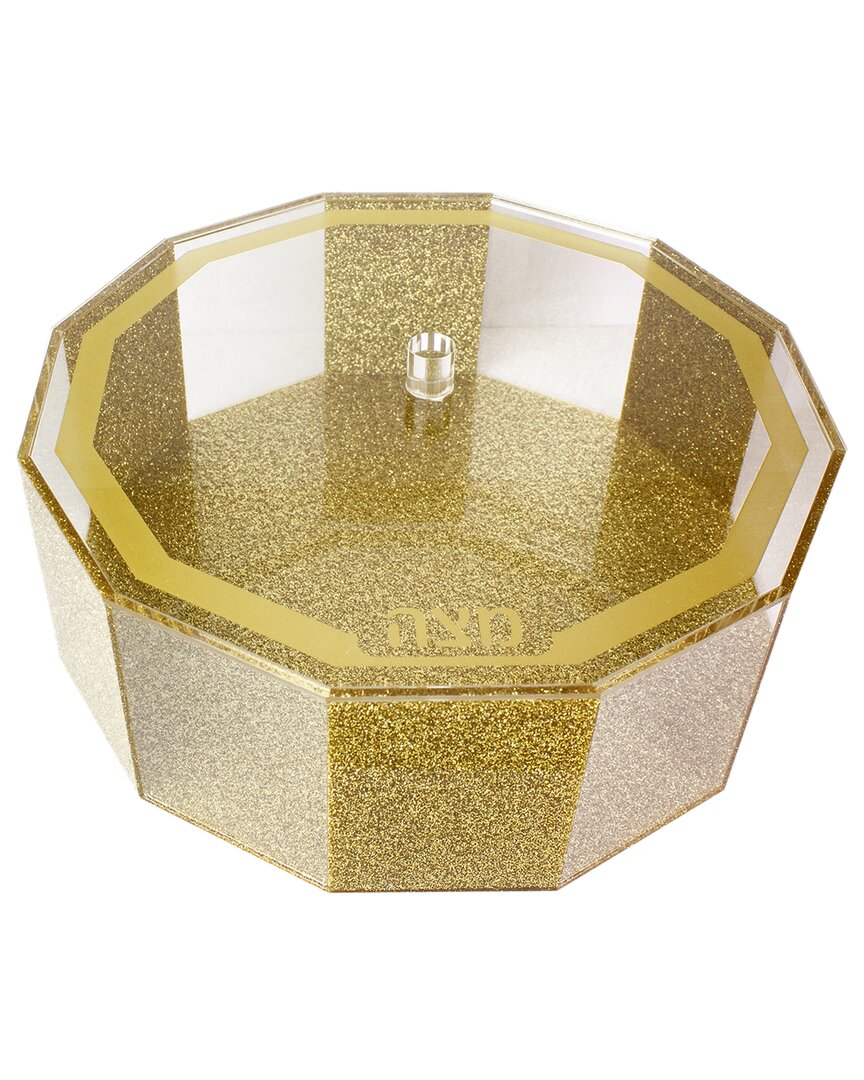 Noble Gift Gold And Clear Lucite Hexagonal Passover Matzah Box Hexagon