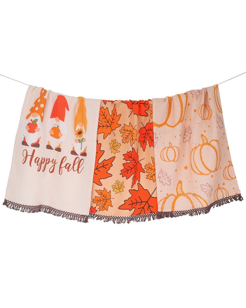 Tiramisu Happy Fall Gnome Kitchen Towel Set In Orange