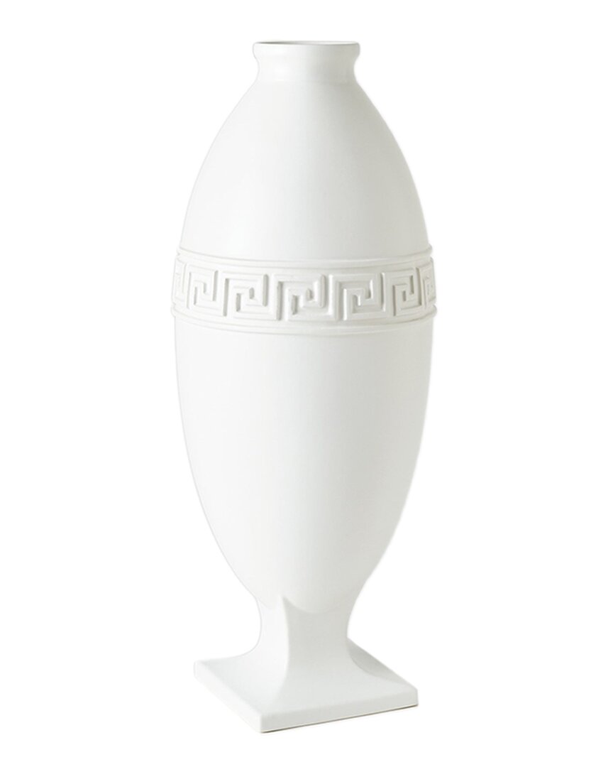 Global Views Greek Key Vase In White