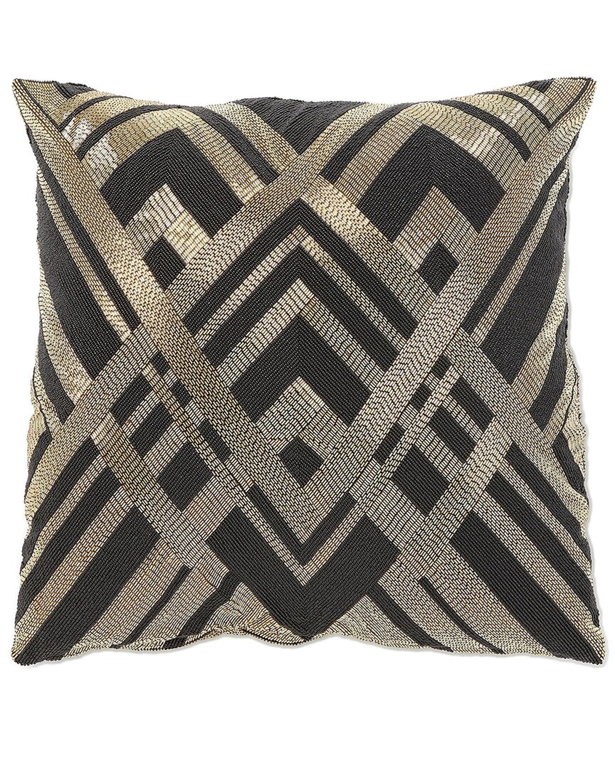 Global Views Woven Lines Pillow In Black