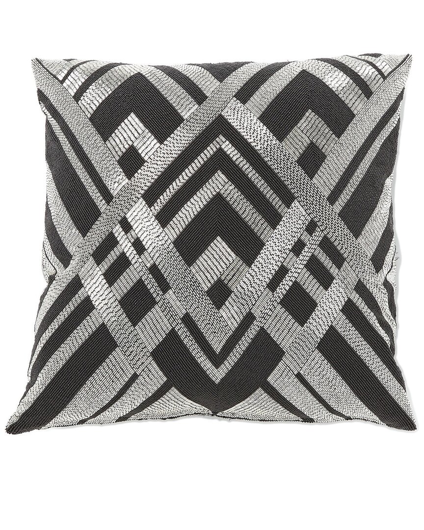 Global Views Woven Line Pillow In Black