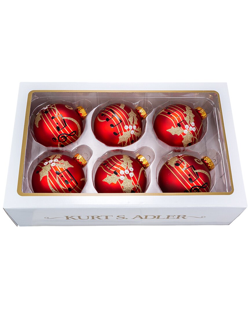 Kurt Adler Set Of 6 Music Glass Ornaments
