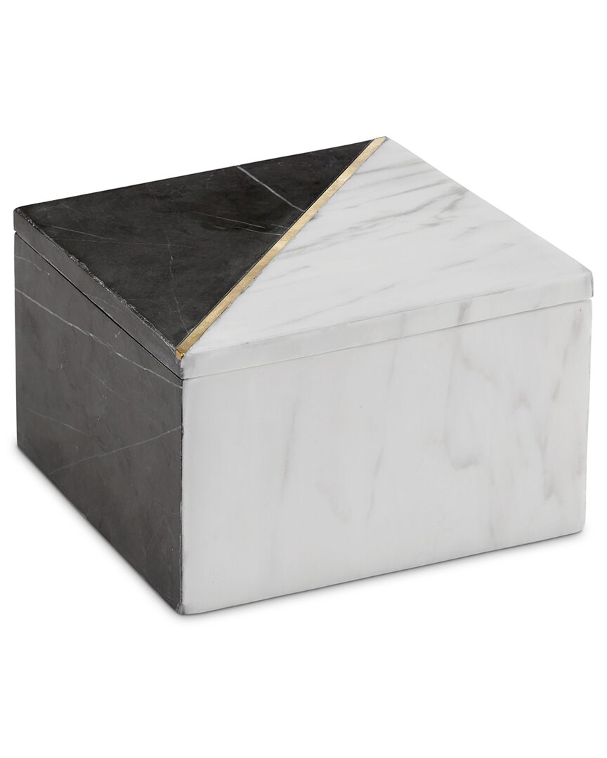 Currey & Company 6in Deena Black & White Marble Box In White