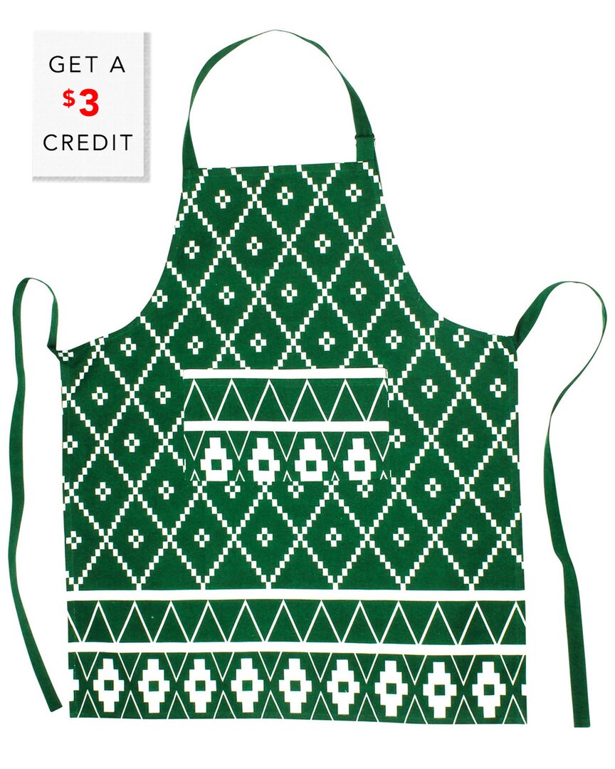 Vietri Discontinued Viva By  Bohemian Linens Apron With $3 Credit In Green