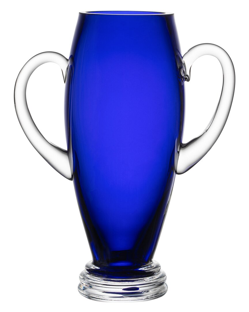 Barski Footed 12in Trophy Vase With Handle In Blue