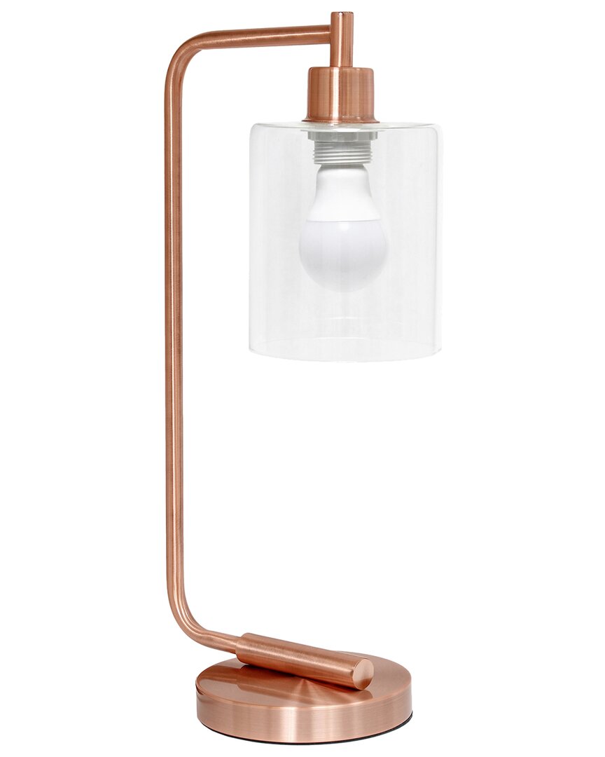 Lalia Home 18.8in Industrial Bronson Lantern Desk Table Lamp With Glass Shade  & Led Bulb Included In Black