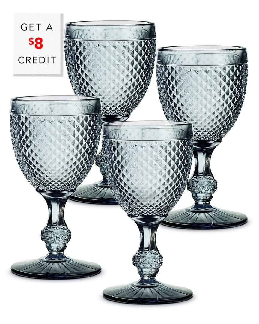 Vista Alegre Bicos Grey Water Goblets (set Of 4) With $8 Credit In Grey