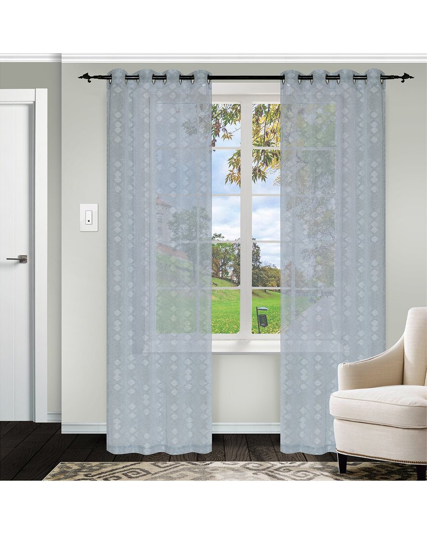 Superior Argyle Sheer Curtain Panel Set With Grommet Top Header