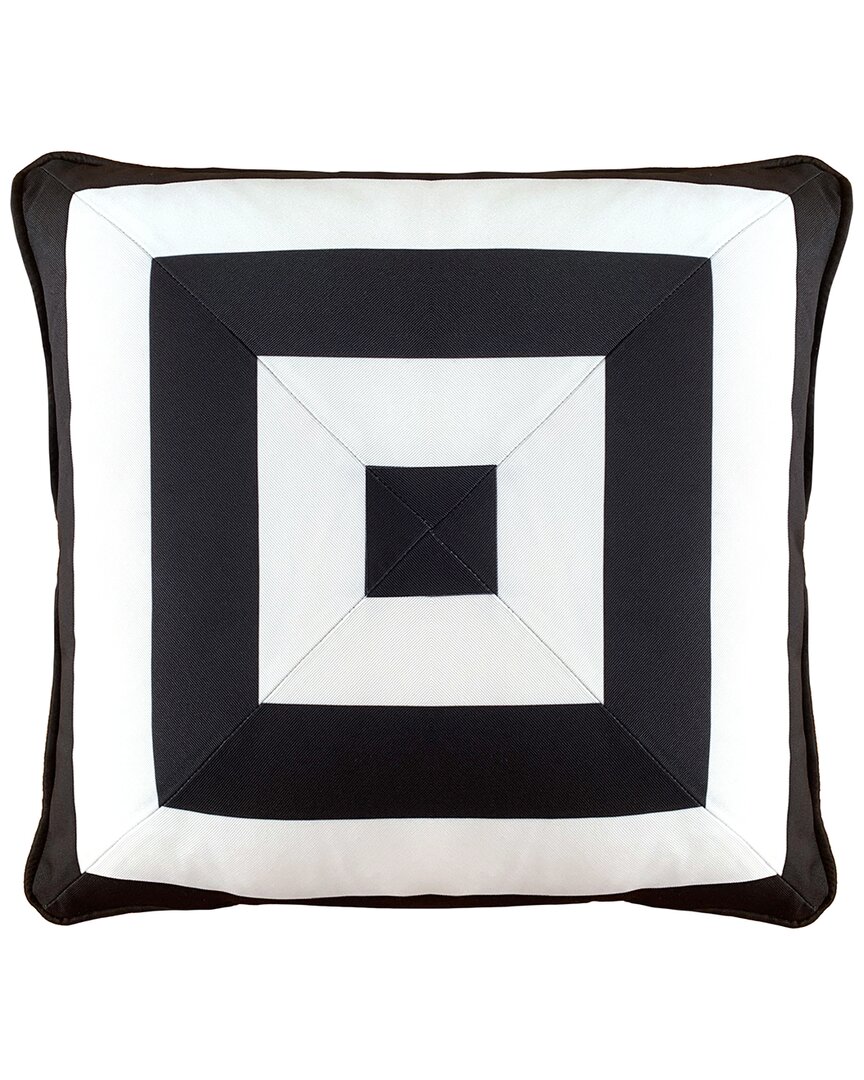 Edie Home Edie @ Home Indoor/outdoor Reversible Raffia Mitered Stripe Decorative Pillow