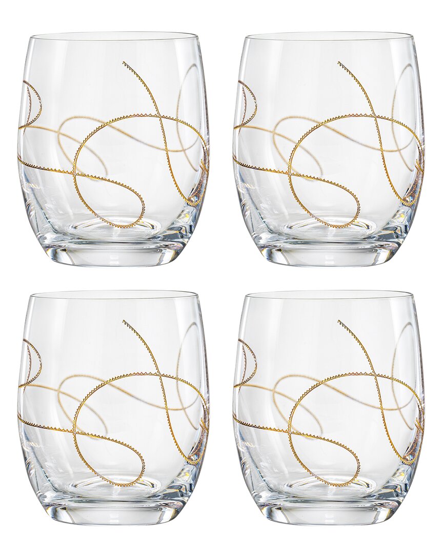 Barski European Lead-free Crystalline Double Old Fashioned Tumblers Set Of 4 In Clear