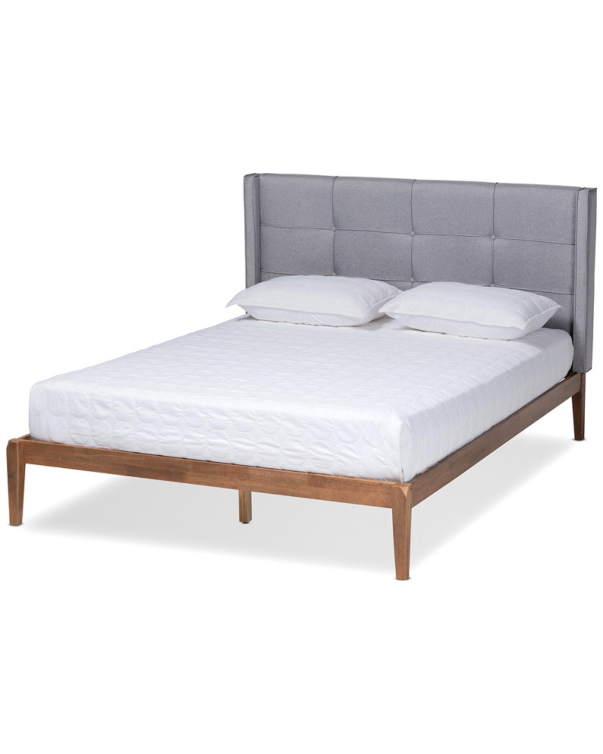 Baxton Studio Edmond Modern Upholstered & Wood Platform Bed