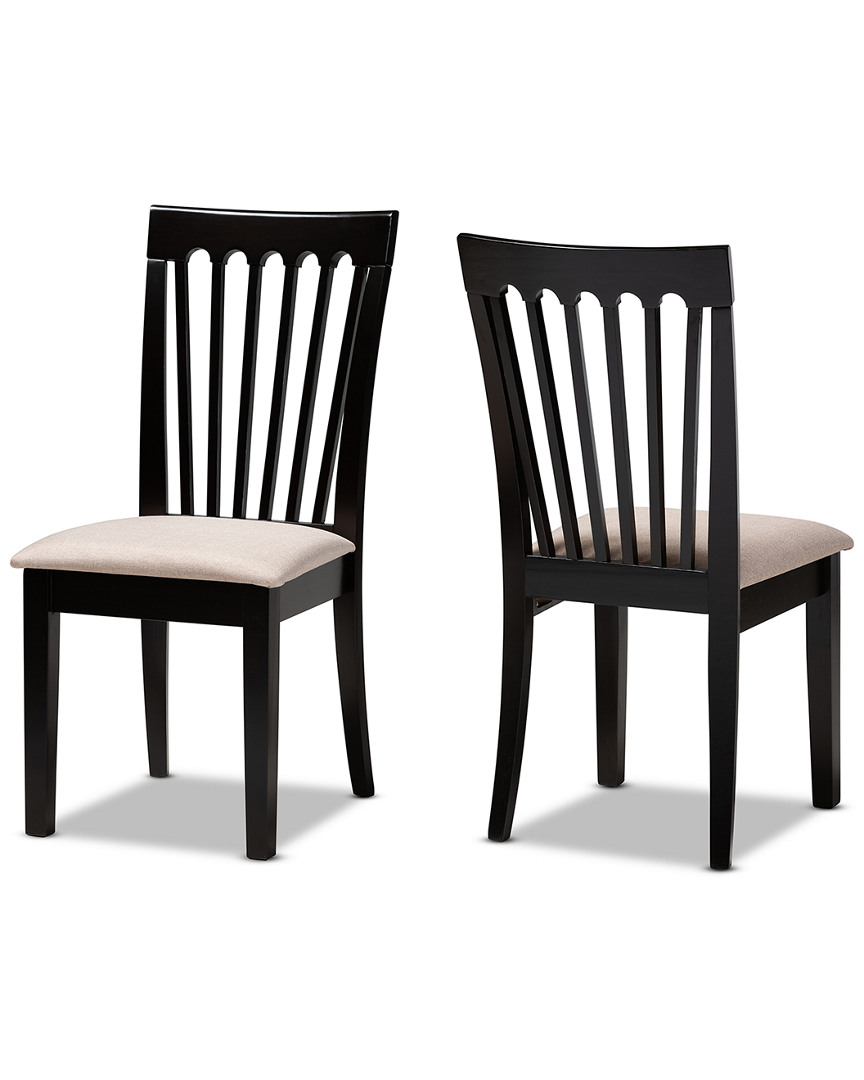 Baxton Studio Minette Modern & Contemporary Upholstered 2pc Wood Dining Chair Set