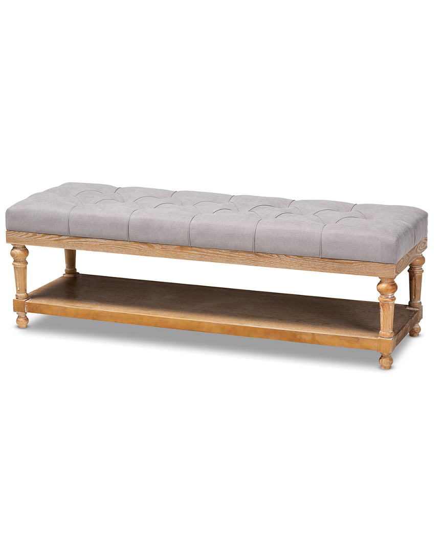 Baxton Studio Linda Modern & Rustic Upholstered & Greywashed Wood Storage Bench