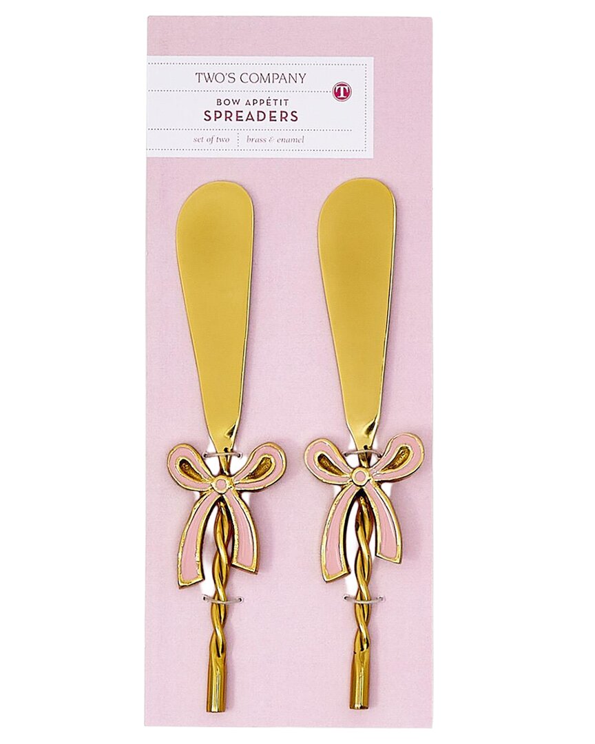 Two's Company Set Of 2 Bow Spreaders On Gift Card In Yellow