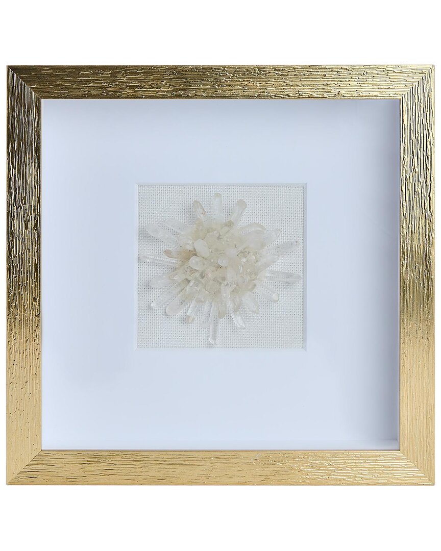 Tozai Two's Company Clear Crystal Cluster Flower Shadow Box Wall Art In White