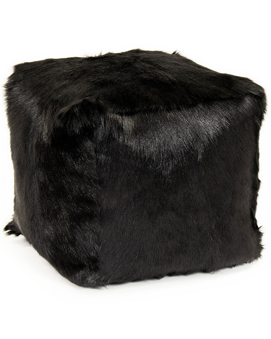 Zentique Tibetan Black Goat Fur Pouf In Black