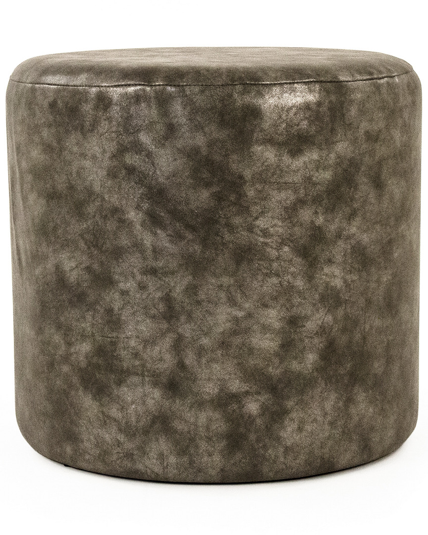 Zentique Distressed Grey Leather Stool In Brown