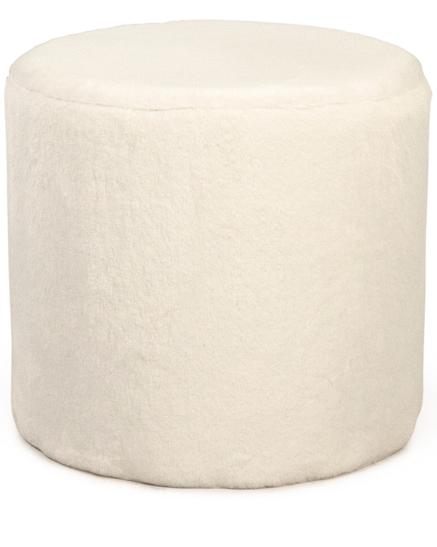 Zentique White Faux Fur Stool In Neutral