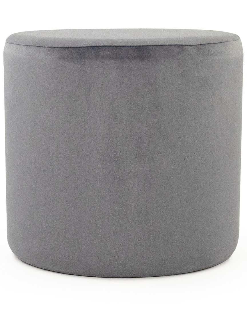Zentique Pale Blue Velvet Stool In Gray