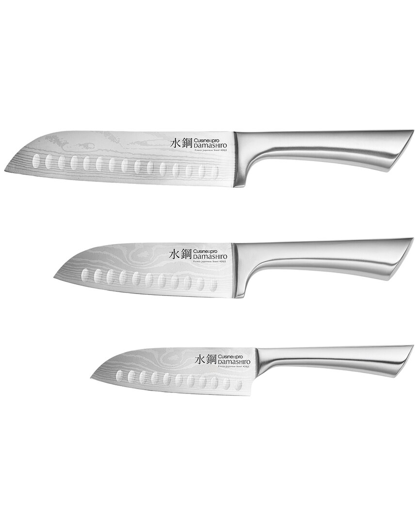Cuisine::pro Damashiro 3pc Santoku Knife Set In Silver