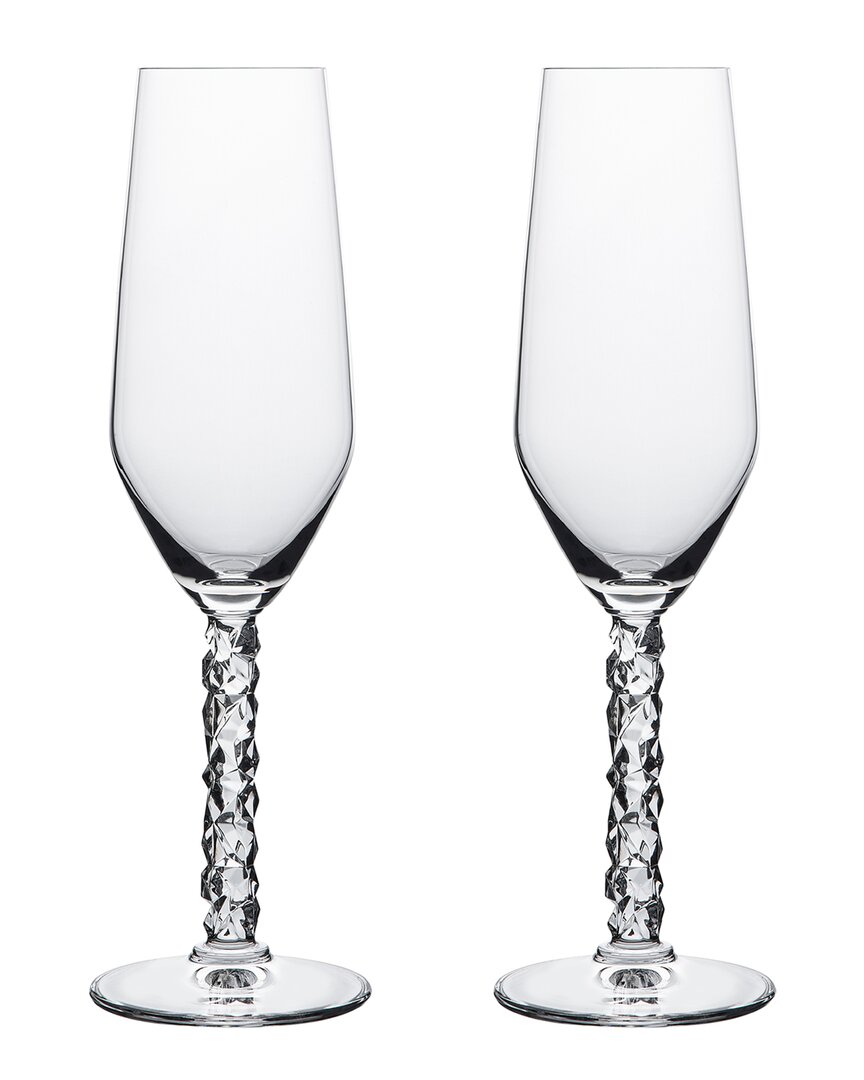 Orrefors Set Of 2 Carat Champagne Flute Glasses