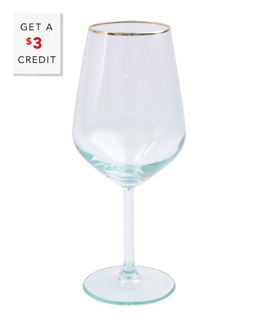 Vietri Viva By  Rainbow Green Wine Glass With $3 Credit