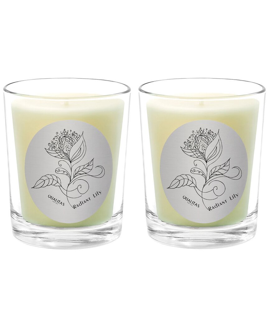 Qualitas Radiant Lily Two Scented Beeswax Candle Set In White