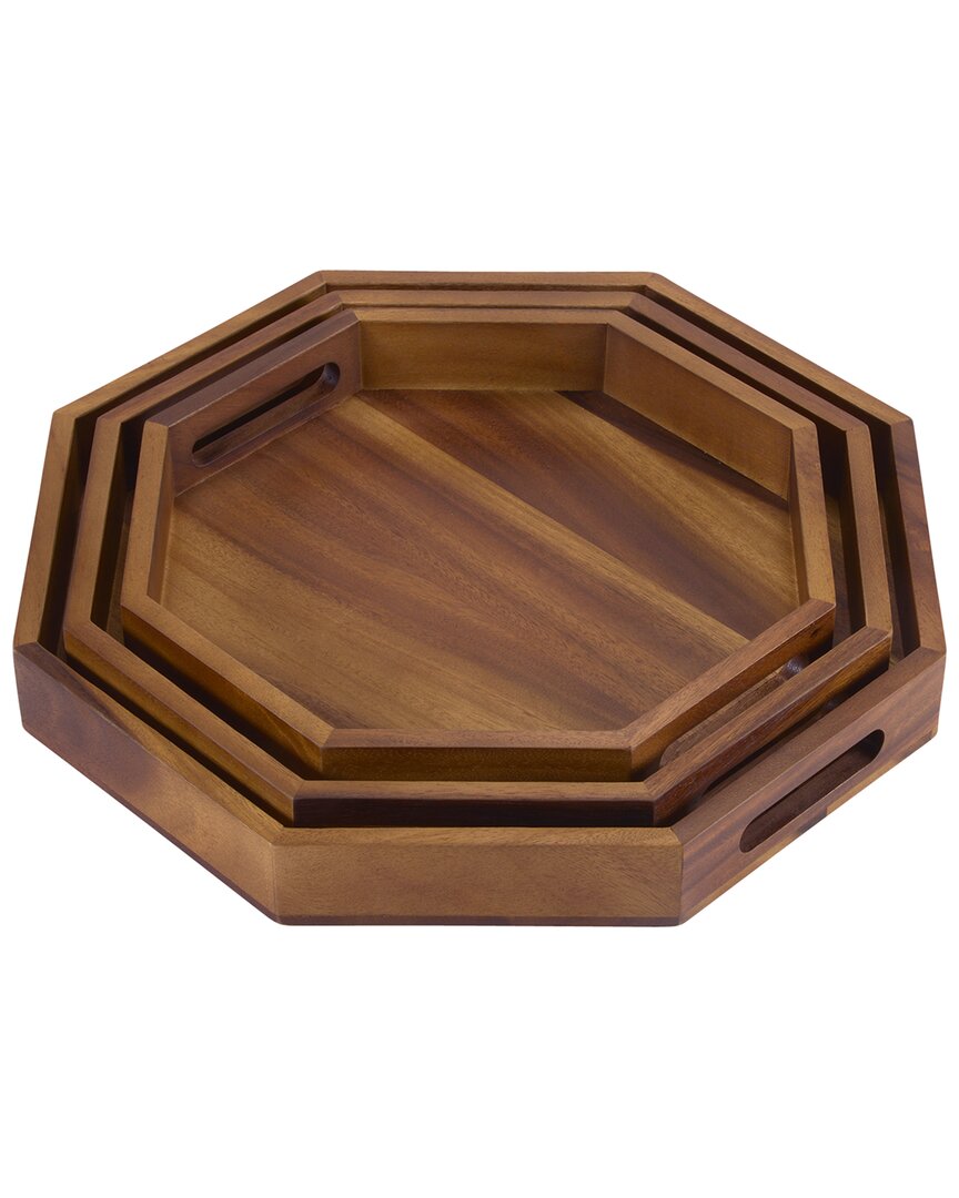 Kalmar Home Set Of 3 Octagon Serving Trays