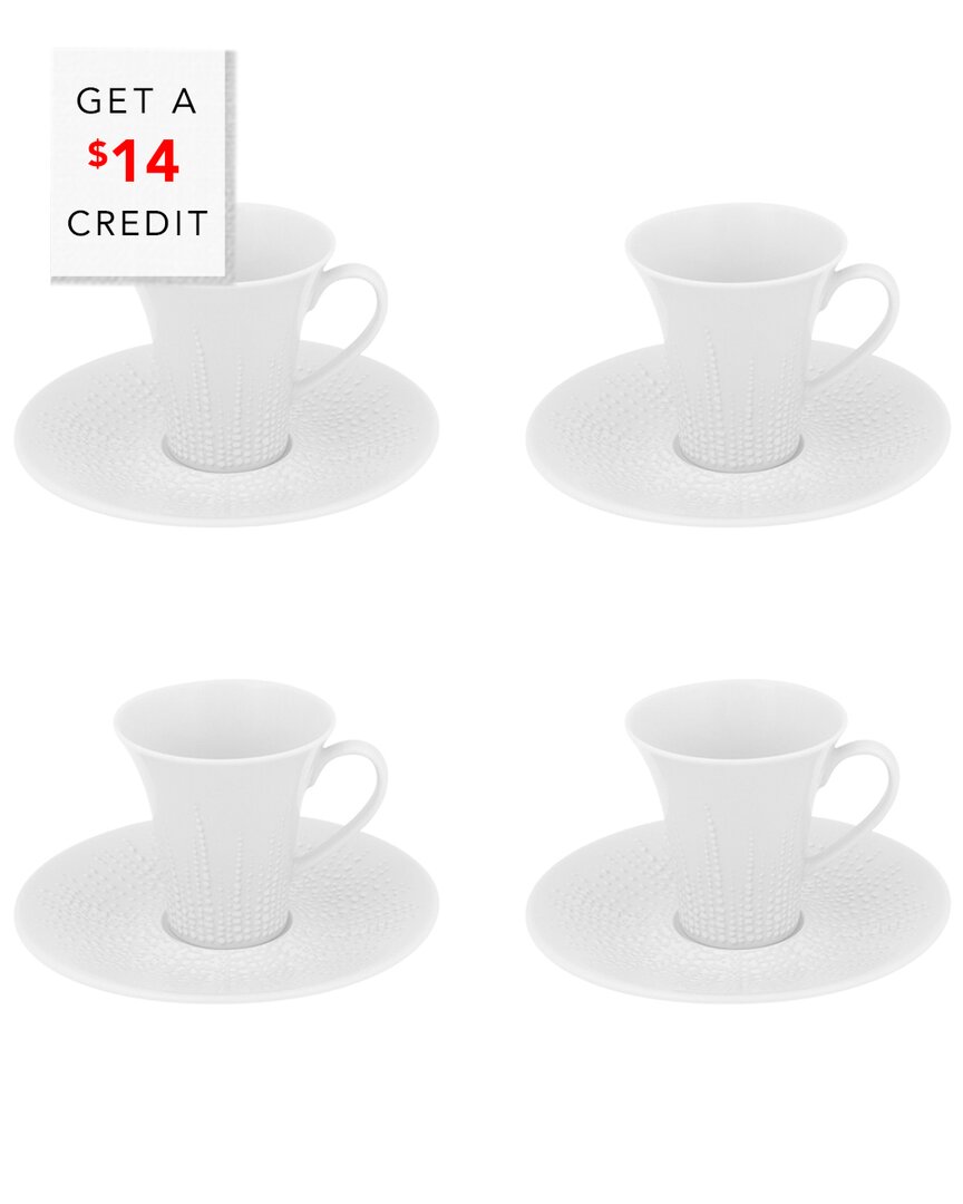 Vista Alegre Mar Espresso Cup & Saucers (set Of 4) With $14 Credit In White