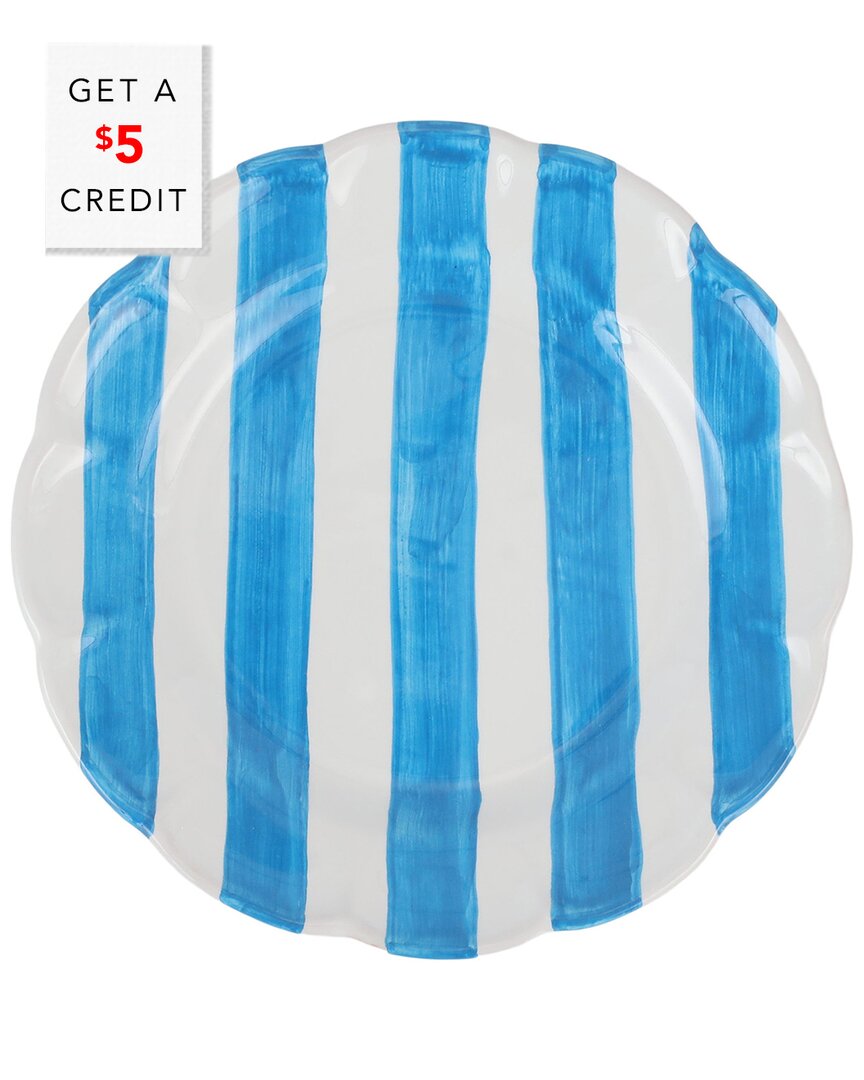 Vietri Amalfitana Stripe Salad Plate 8" In Blue
