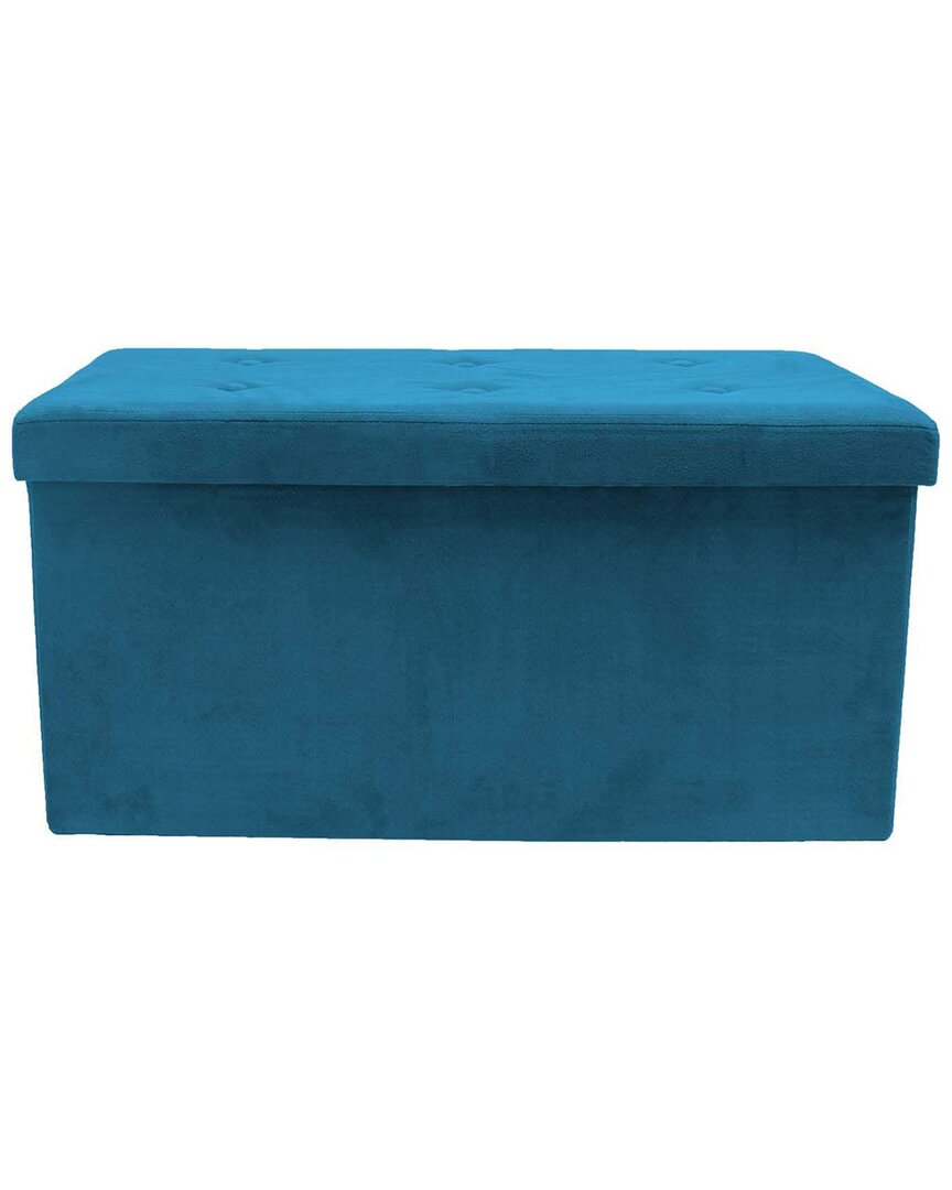 Sorbus Foldable Teal Small Suede Storage Bench In Blue