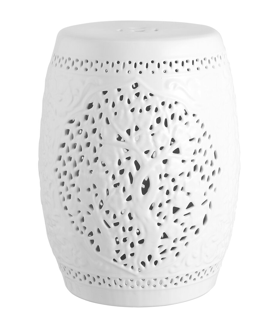 Jonathan Y Designs Jonathan Y Tree Of Life 18in Ceramic Garden Stool In White